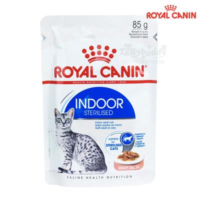 Royal Canin Indoor Sterilised Gravy อาหารแมวแบบเปียก ในน้ำเกรวี่ สูตรแมวเลี้ยงในบ้าน และทำหมัน (85g)